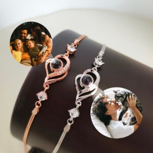 Custom Photo Projection Heart Gemstone Bracelet Picture Inside Personalized Photo Bracelet Jewelry